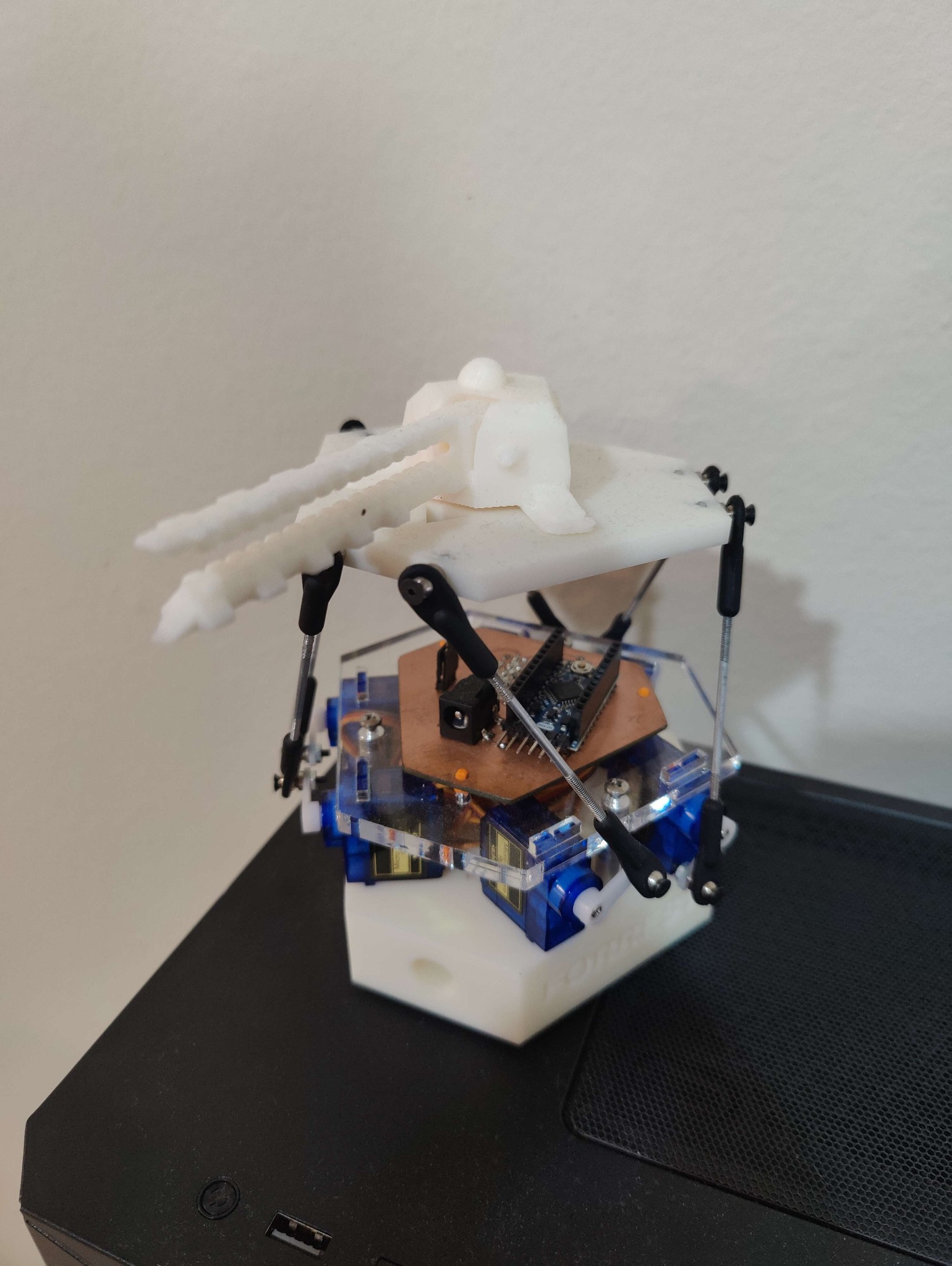 Six-degree-of-freedom Stewart platform connected to Asteroid Destroyer